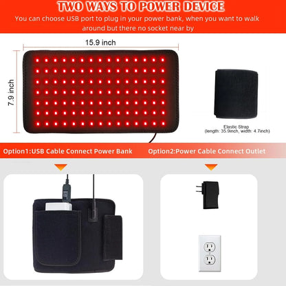 Red Light Therapy for Body, 15.9" X 7.9" Infrared Light Therapy Belt with 120 Leds, 660Nm Red Light & 850Nm Infrared Light Therapy Mat with Timer for Back Shoulder Waist Muscle Pain Relief
