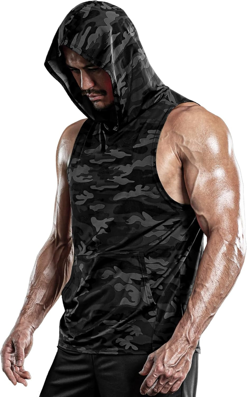 2 or 1 Pack Men'S Hooded Tank Tops Bodybuilding Muscle Cut off T Shirt Sleeveless Gym Training Hoodies Workout Dry